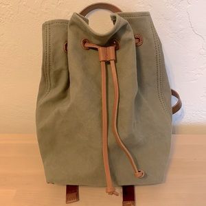 Madewell Somerset Green Canvas drawstring back pack
